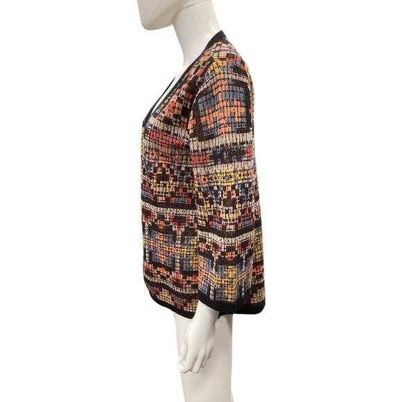 Pendleton Cardigan Women SZ S NoClosure Linen/Cotton Blend Black Trim Multicolor - Picture 3 of 5